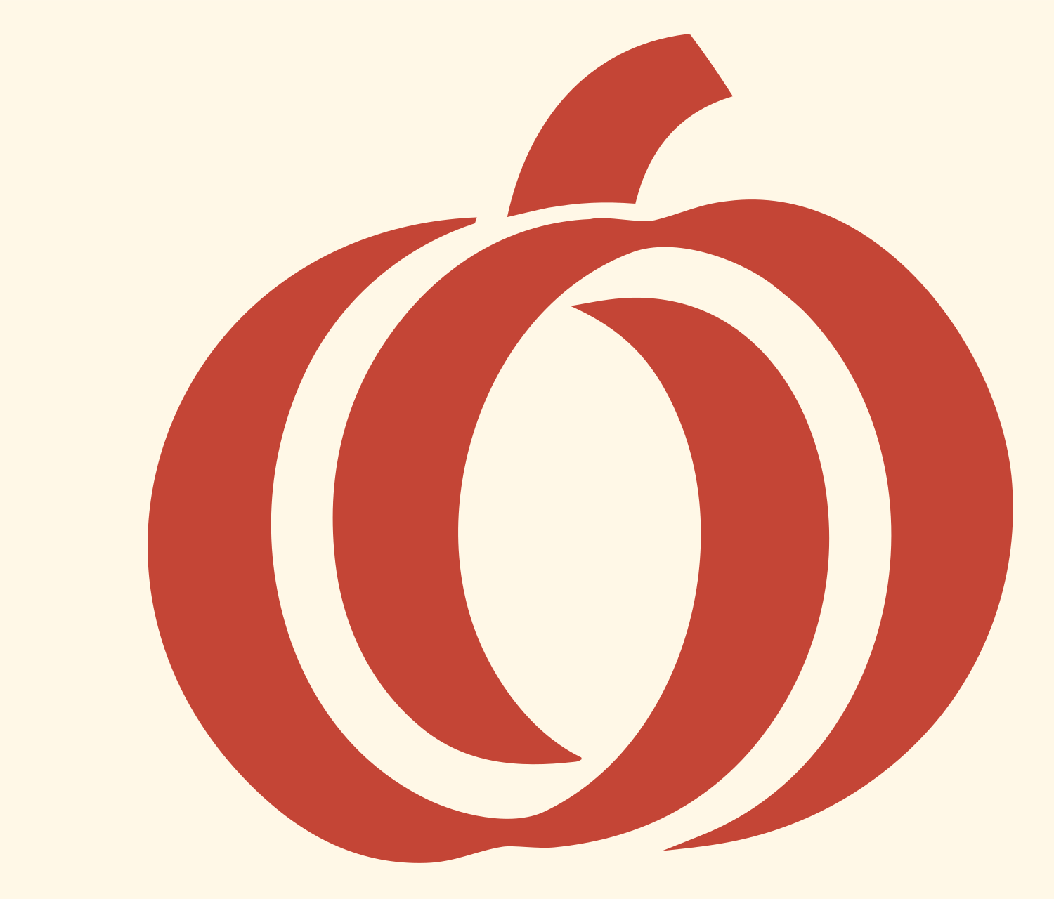 Monoline Pumpkin Outline Logo #fff8e7/#c44536
