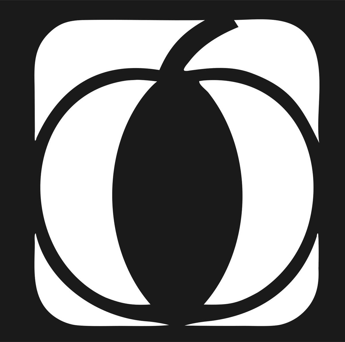 Negative Space Pumpkin Square Icon #1a1a1a/#ffffff