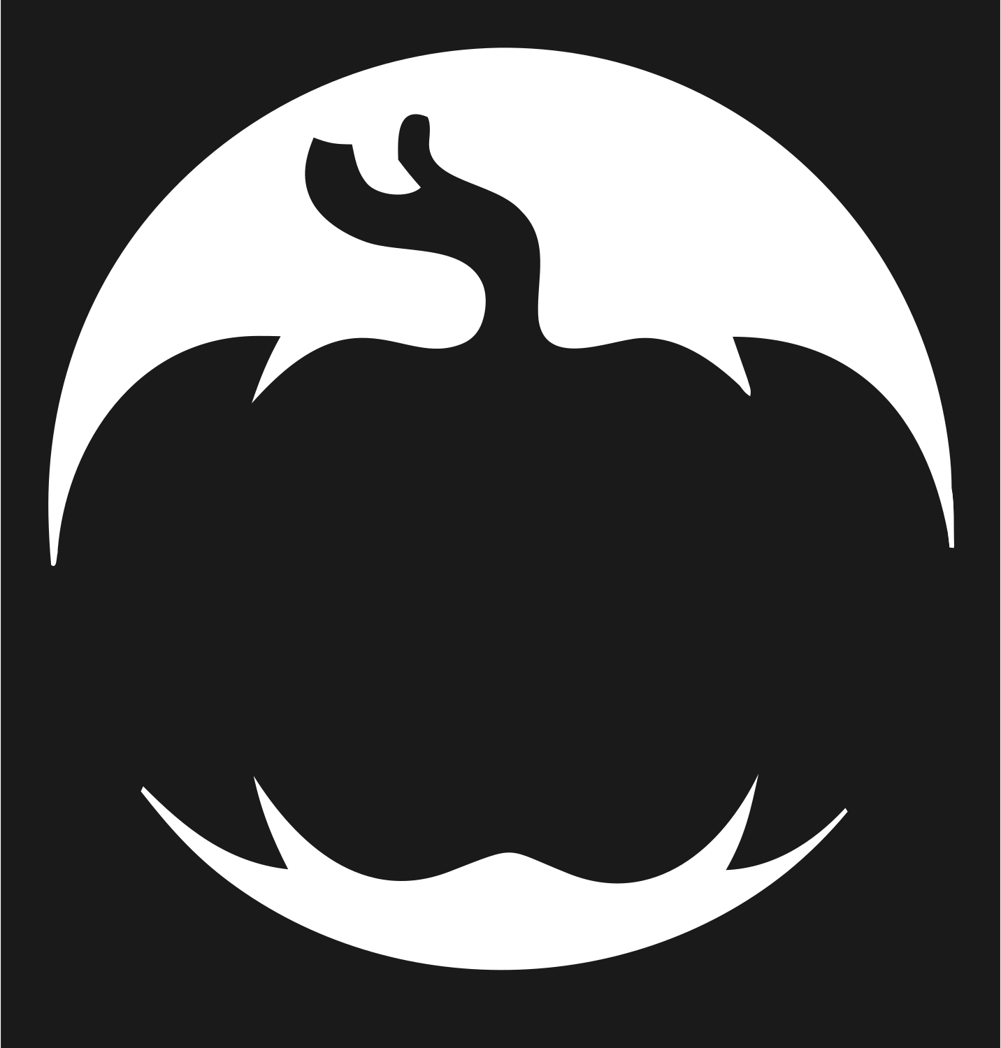 Negative Space Pumpkin Circle Badge #1a1a1a/#ffffff