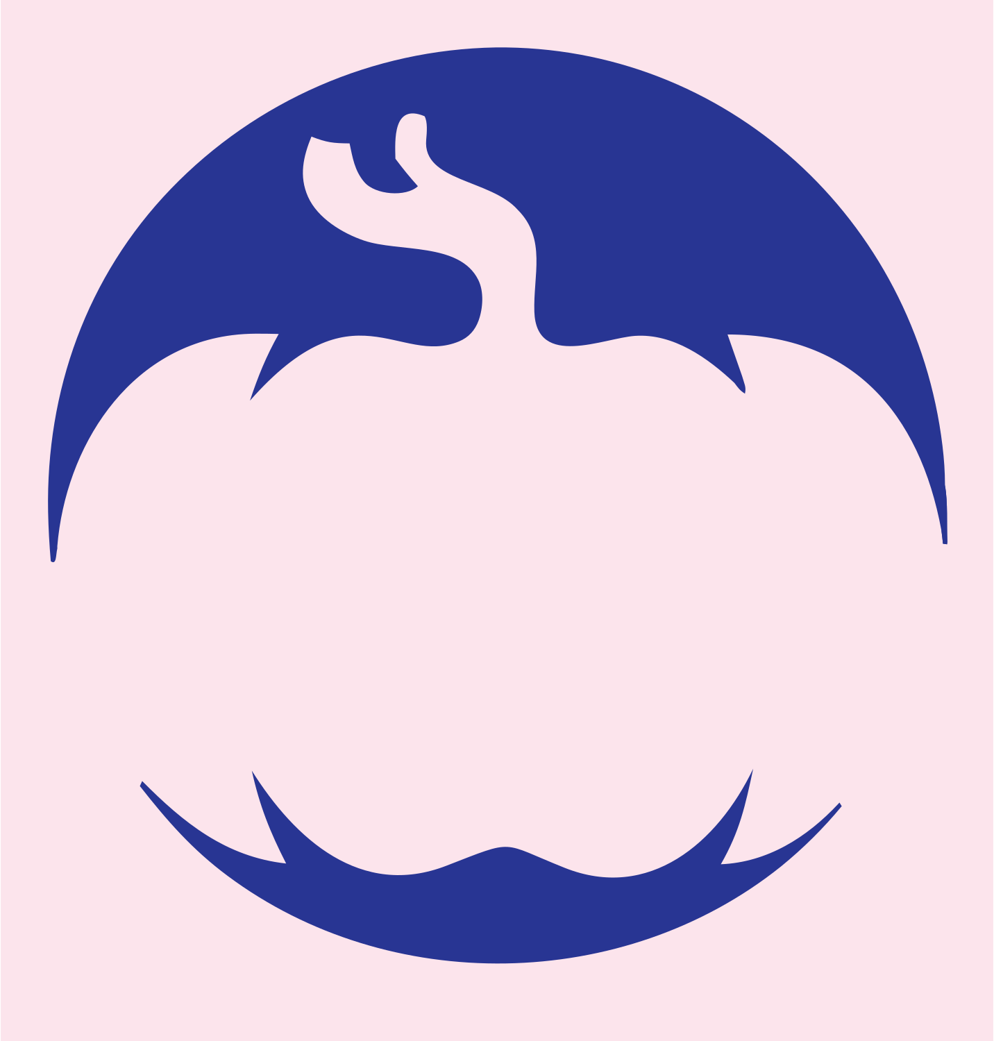 Negative Space Pumpkin Circle Badge #fce4ec/#283593