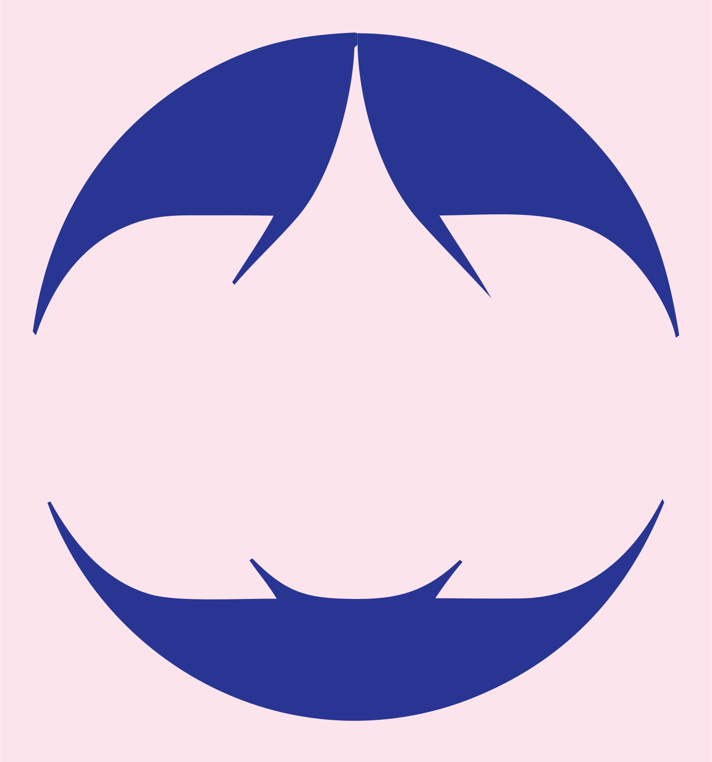 Negative Space Jack-o-Lantern Badge #fce4ec/#283593