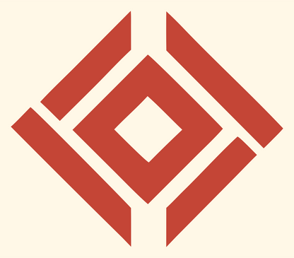 Geometric Diamond Nested Square Mark #fff8e7/#c44536
