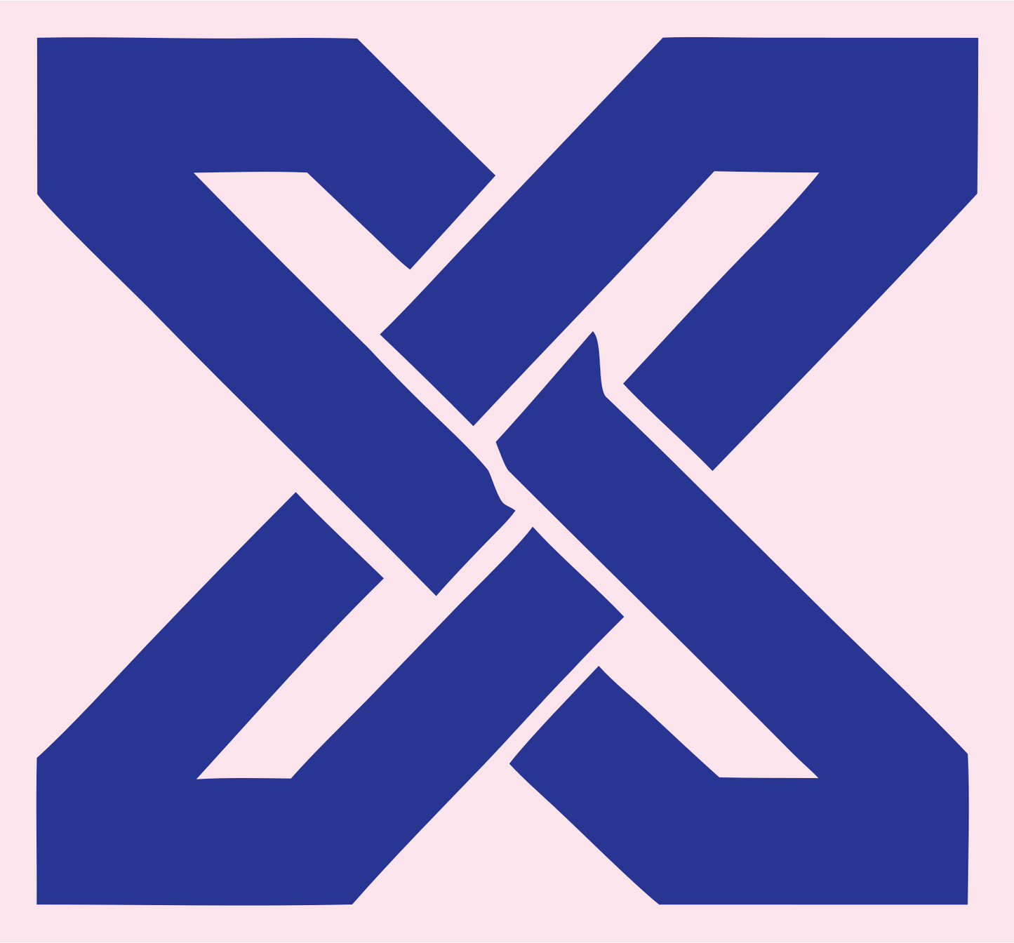Bold X Cross Football Mark #fce4ec/#283593