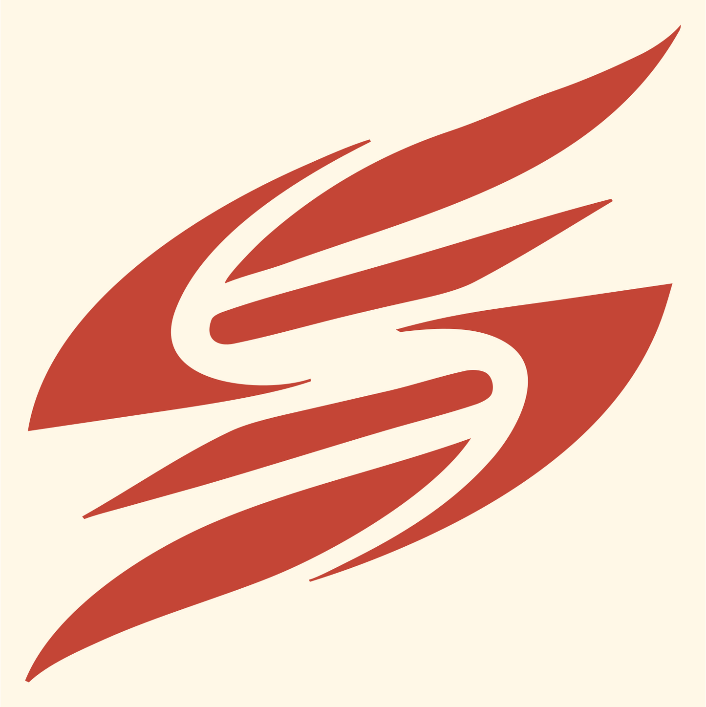 Bold S Letter Wing Mark #fff8e7/#c44536
