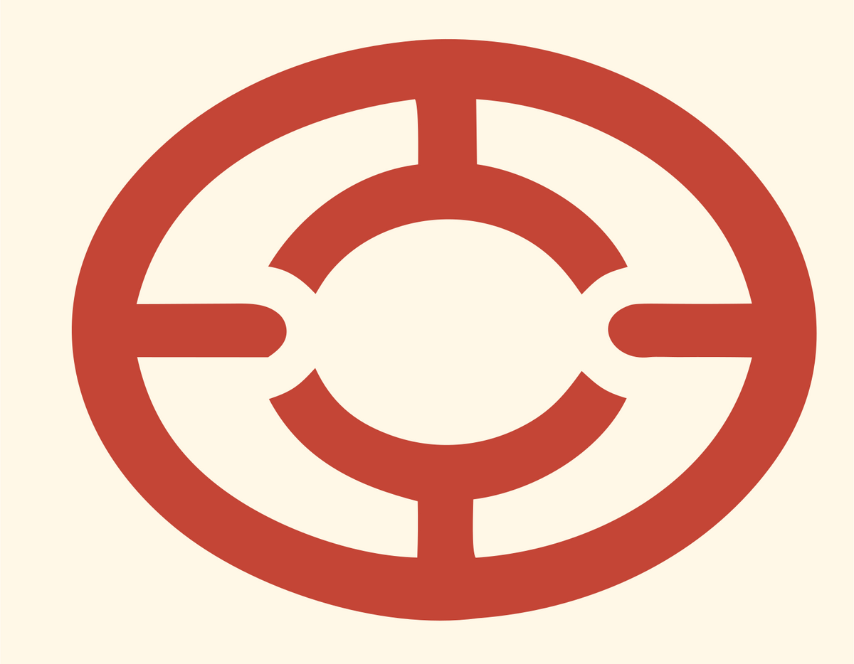 Monoline Target Crosshair Football Emblem #fff8e7/#c44536
