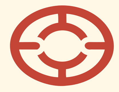 Monoline Target Crosshair Football Emblem #fff8e7/#c44536