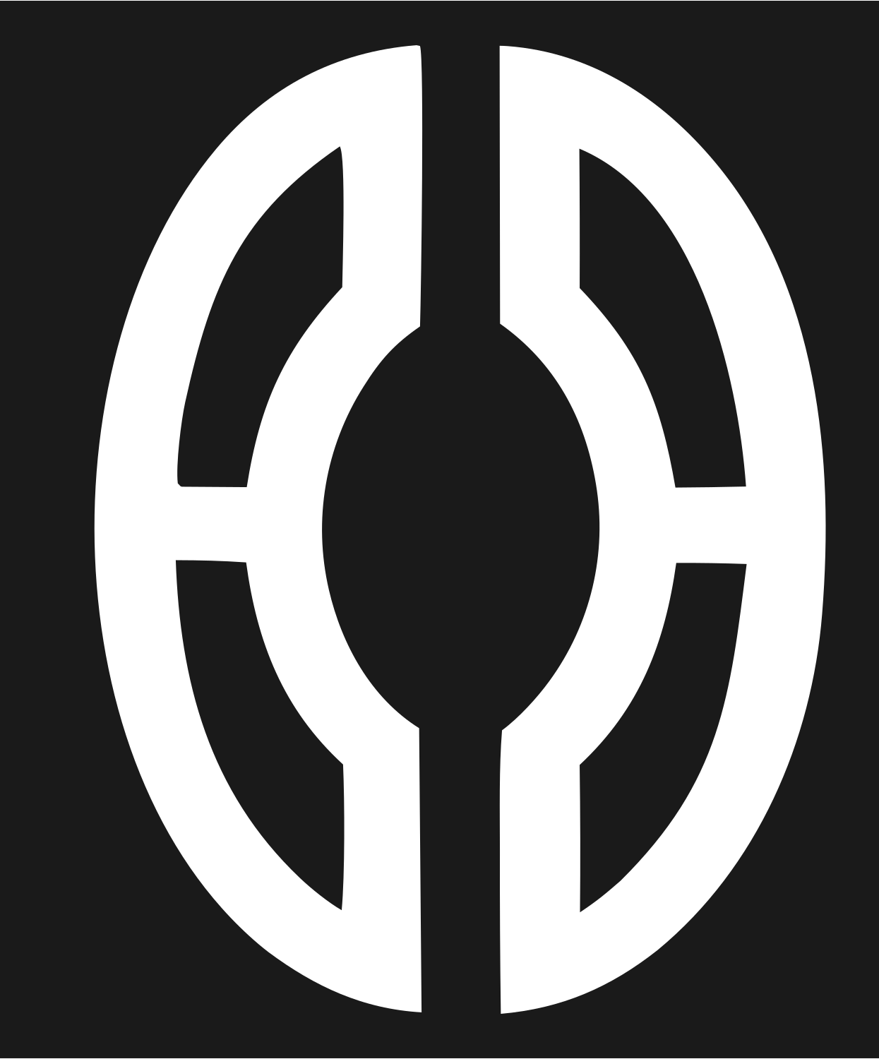 Monoline Oval Split Football Icon #1a1a1a/#ffffff