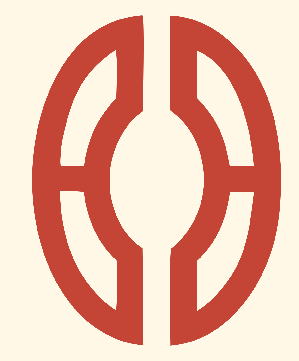 Monoline Oval Split Football Icon #fff8e7/#c44536