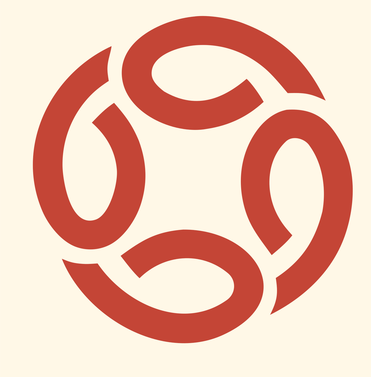 Monoline Spiral Football Crest #fff8e7/#c44536