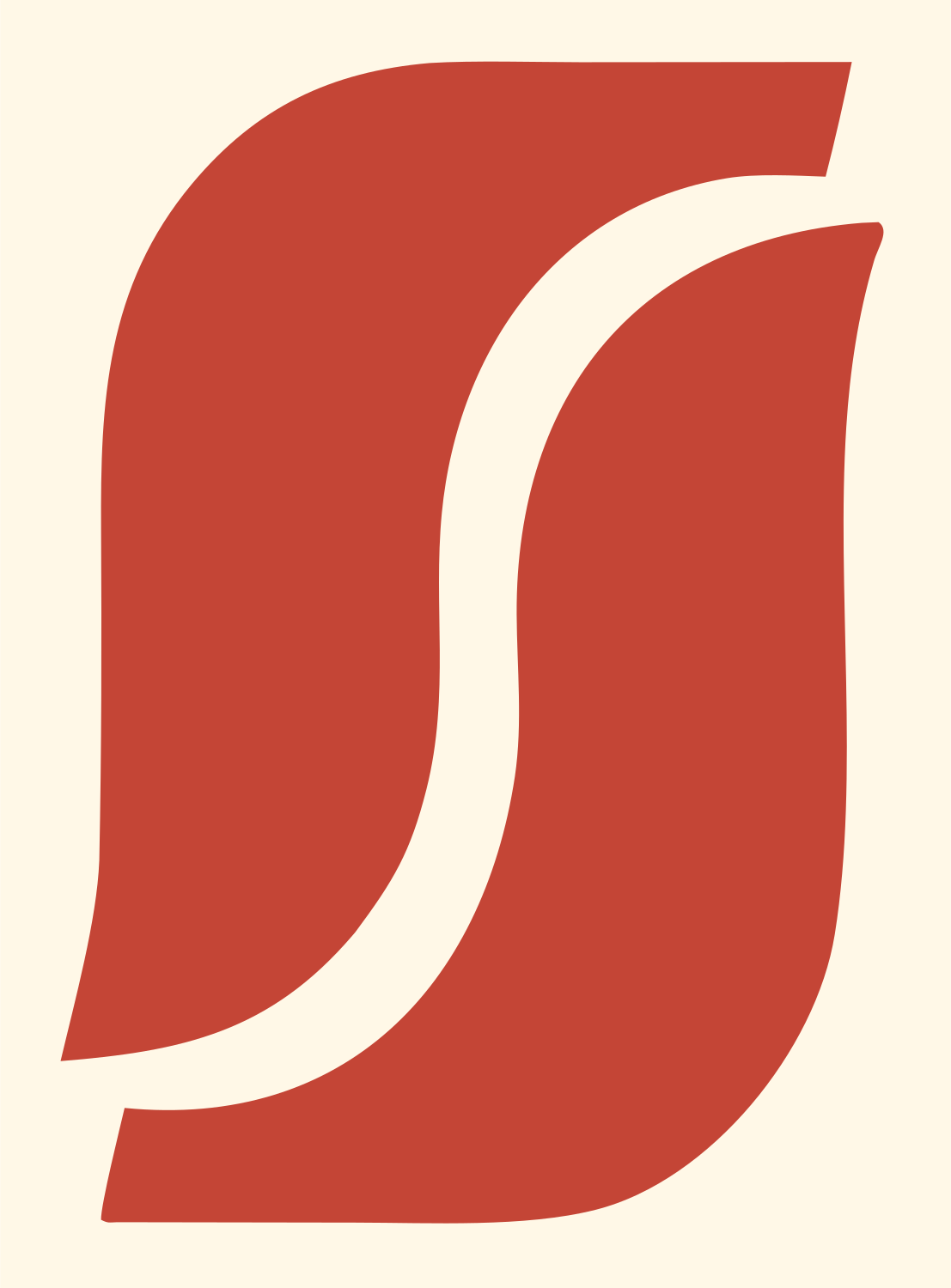 Monoline S Curve Football Mark #fff8e7/#c44536
