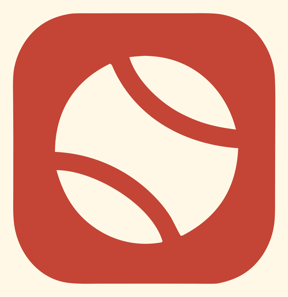 Negative Space Tennis Ball Badge #fff8e7/#c44536