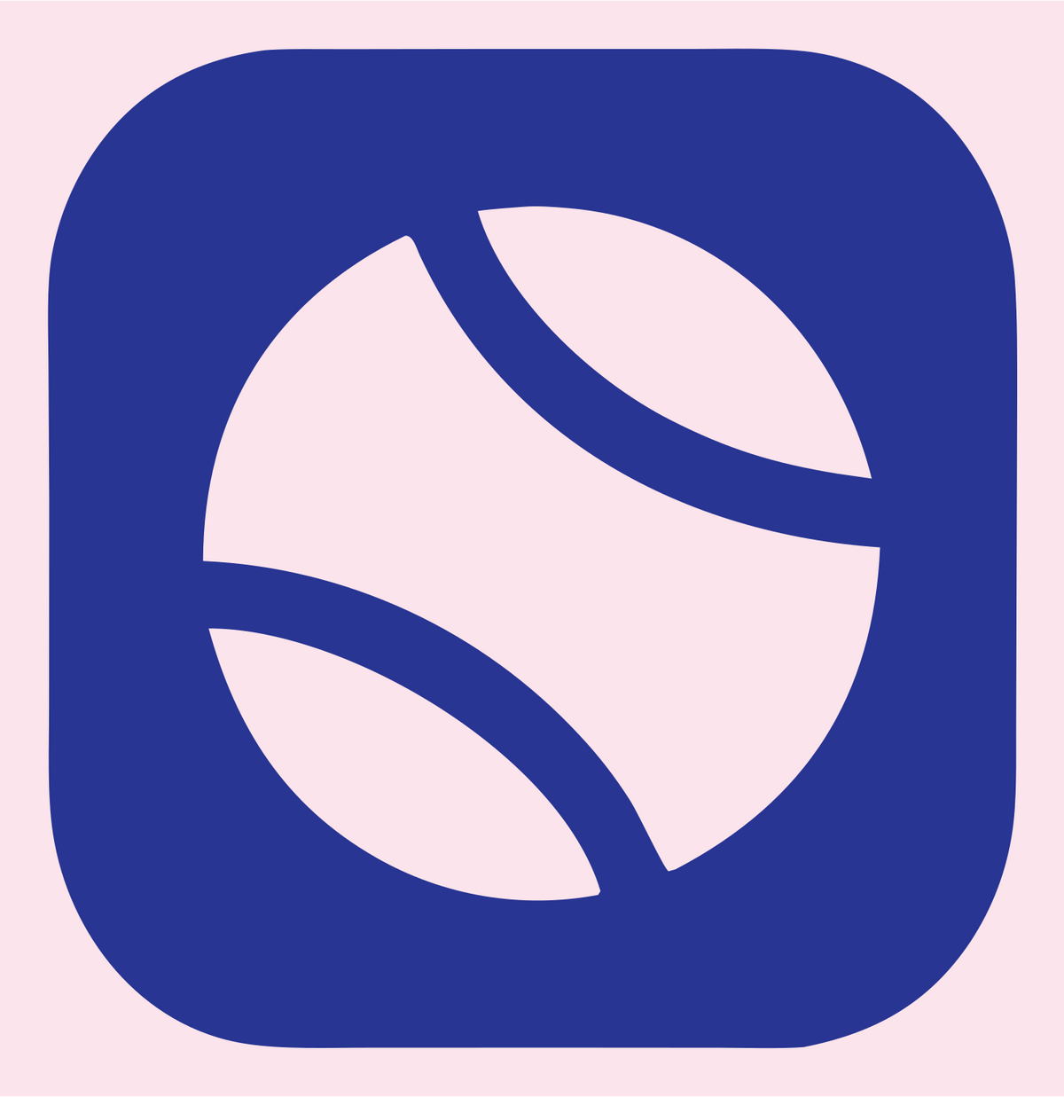 Negative Space Tennis Ball Badge #fce4ec/#283593