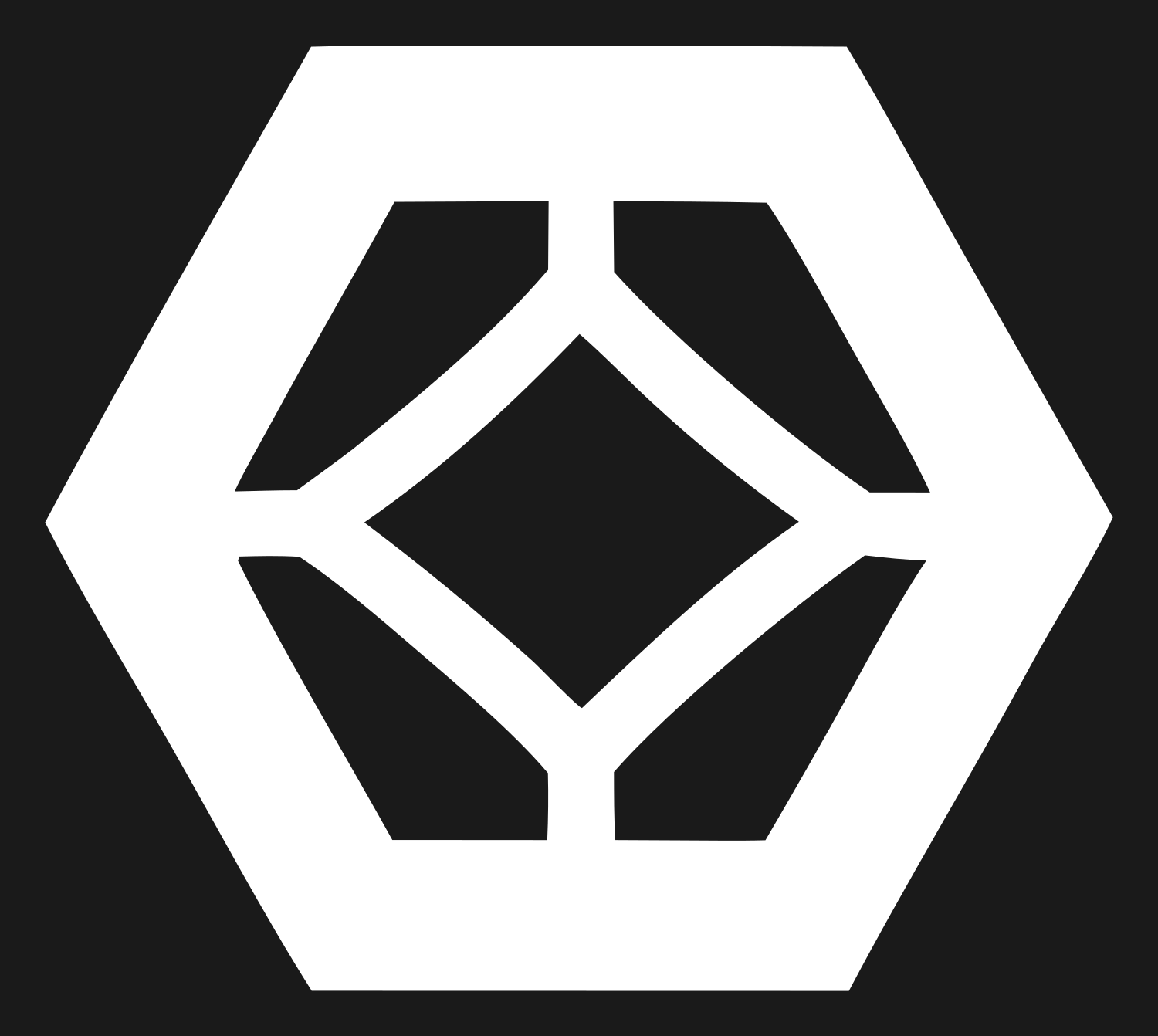 Negative Space Hexagon Diamond Emblem #1a1a1a/#ffffff