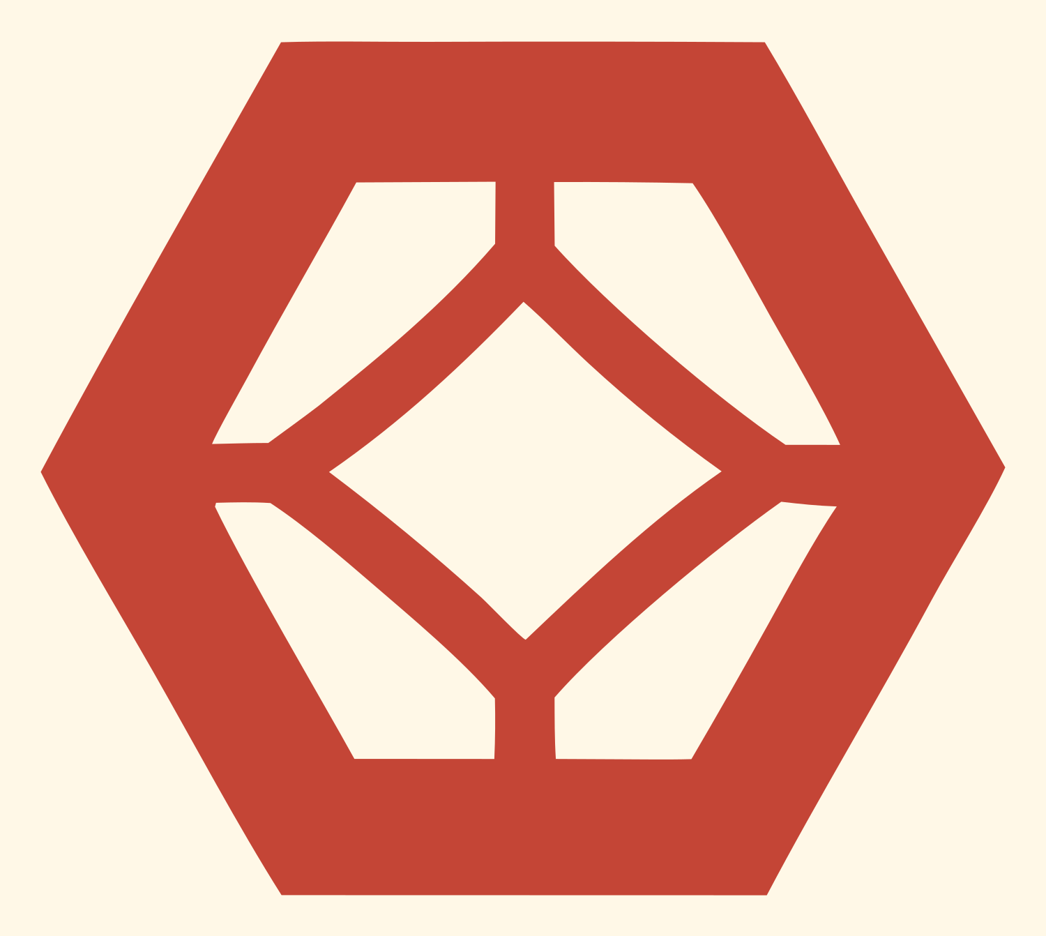Negative Space Hexagon Diamond Emblem #fff8e7/#c44536