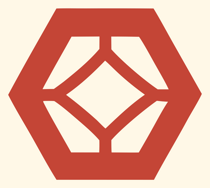 Negative Space Hexagon Diamond Emblem #fff8e7/#c44536