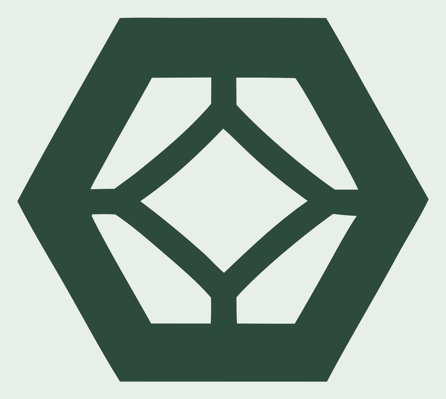Negative Space Hexagon Diamond Emblem #e8efe9/#2d4a3e
