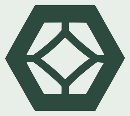 Negative Space Hexagon Diamond Emblem #e8efe9/#2d4a3e
