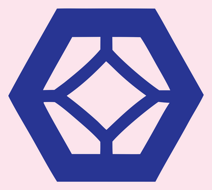 Negative Space Hexagon Diamond Emblem #fce4ec/#283593