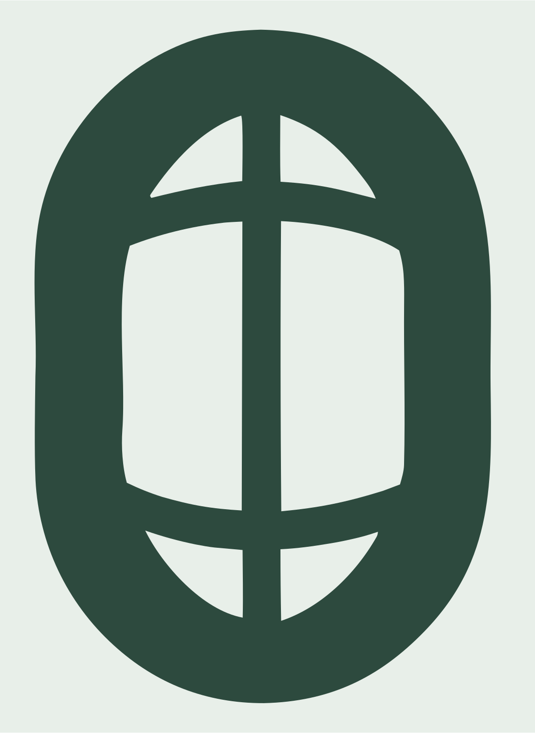 Negative Space Oval Grid Badge #e8efe9/#2d4a3e