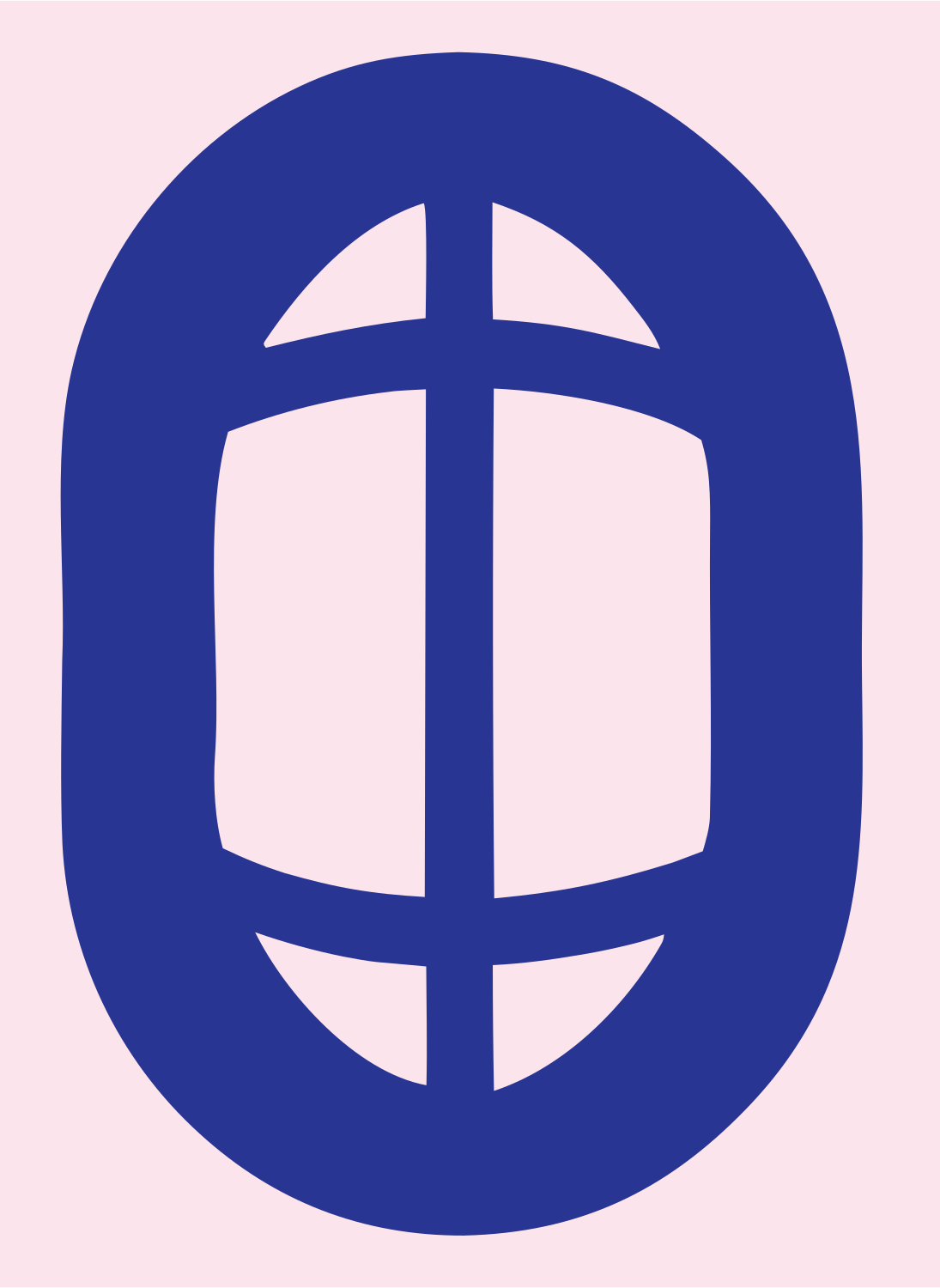 Negative Space Oval Grid Badge #fce4ec/#283593