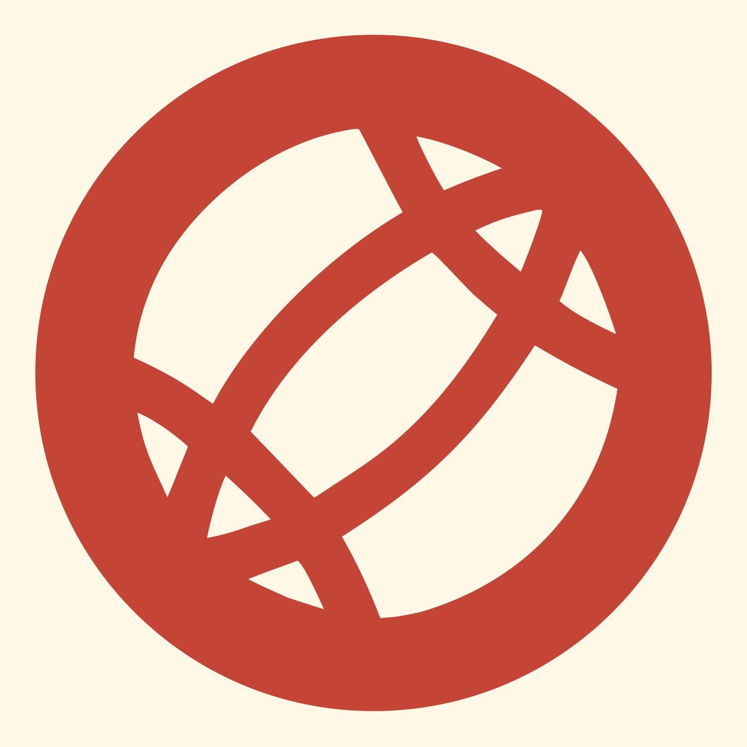Negative Space Globe Football Badge #fff8e7/#c44536