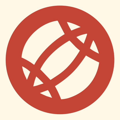Negative Space Globe Football Badge #fff8e7/#c44536