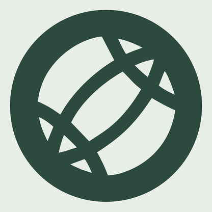 Negative Space Globe Football Badge #e8efe9/#2d4a3e
