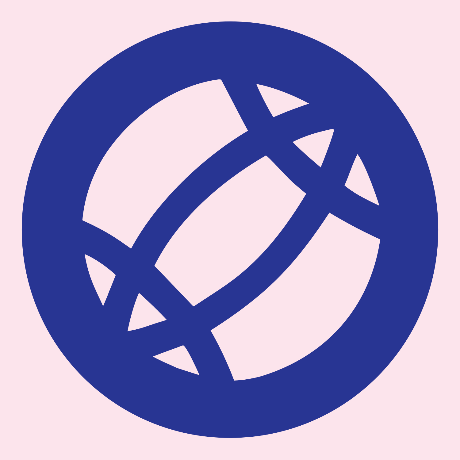Negative Space Globe Football Badge #fce4ec/#283593
