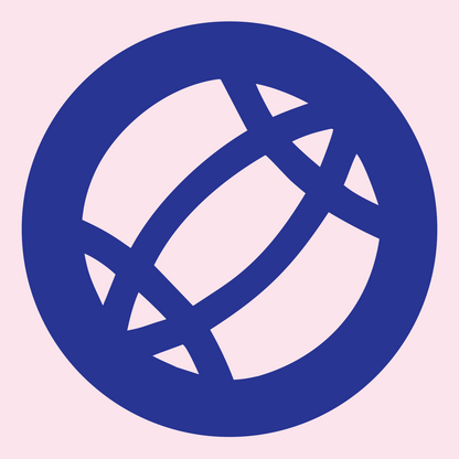 Negative Space Globe Football Badge #fce4ec/#283593