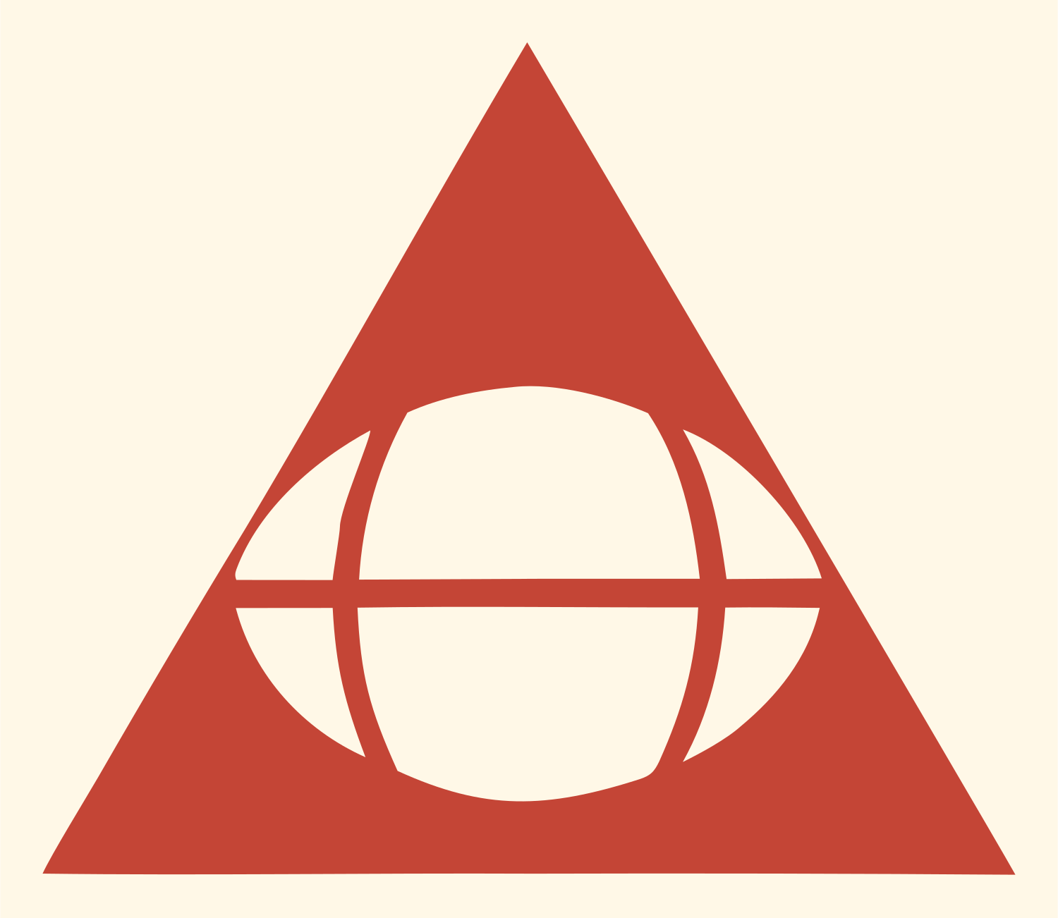 Negative Space Triangle Globe Mark #fff8e7/#c44536