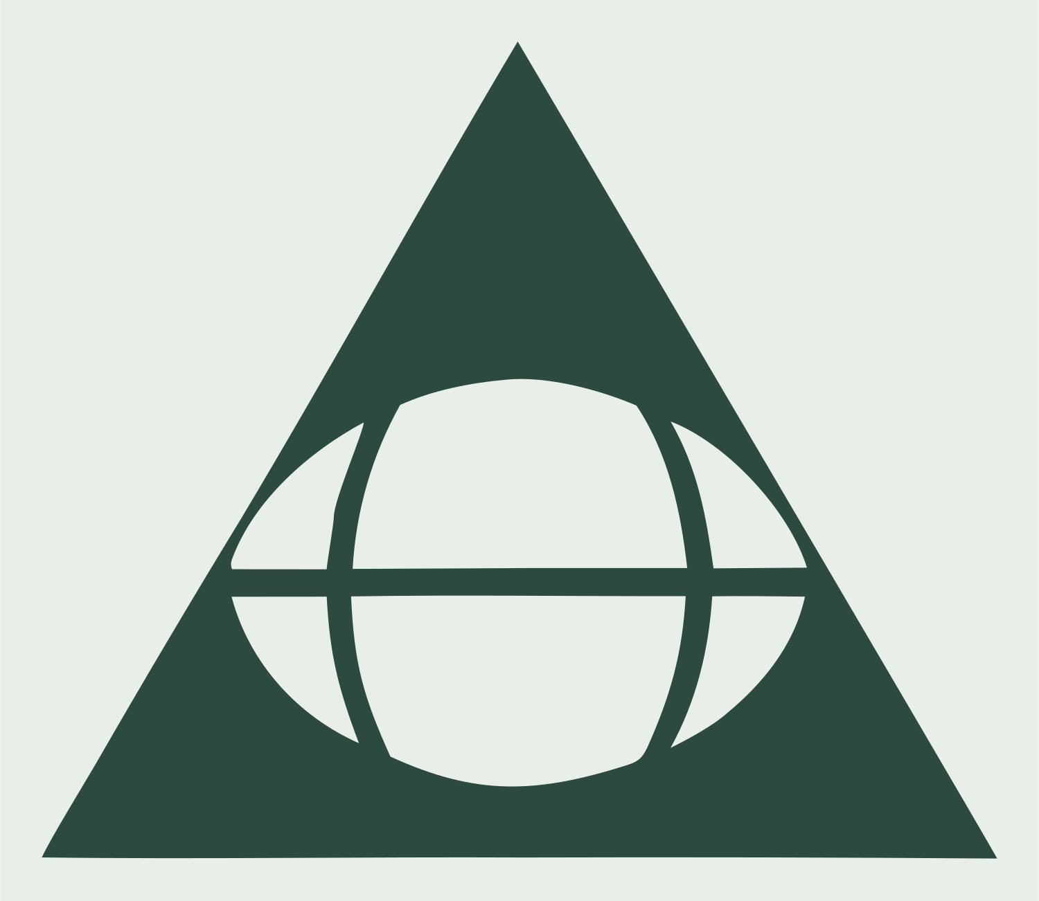 Negative Space Triangle Globe Mark #e8efe9/#2d4a3e