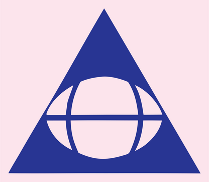 Negative Space Triangle Globe Mark #fce4ec/#283593