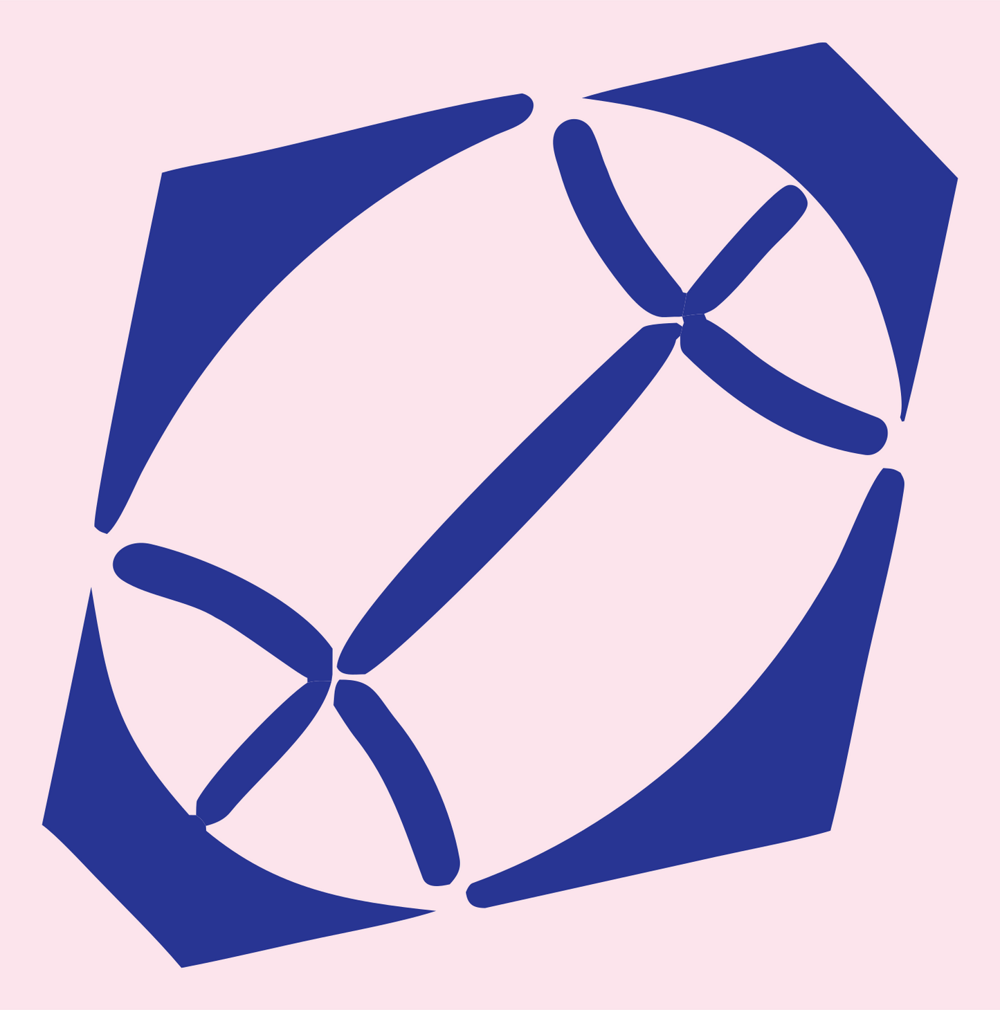 Negative Space Diamond Football Crest #fce4ec/#283593