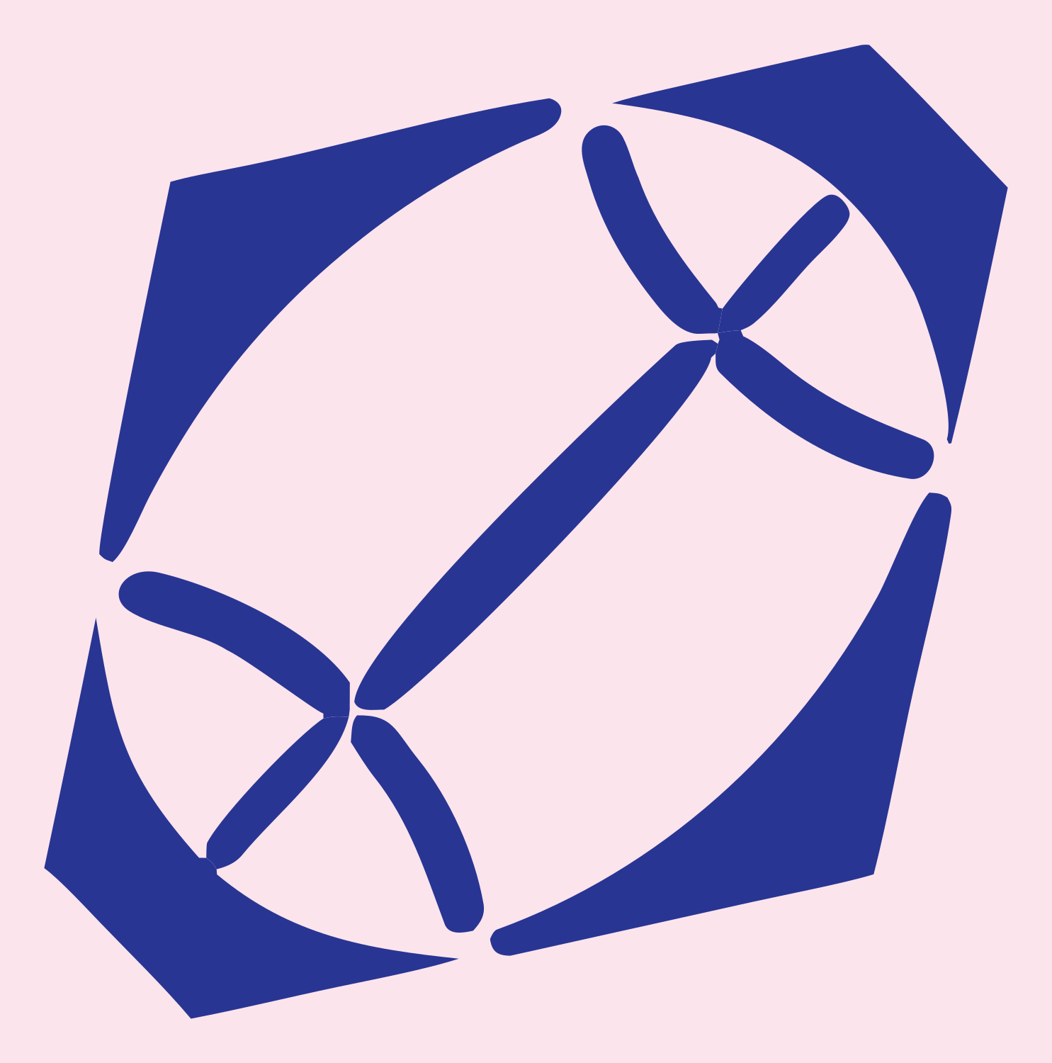Negative Space Diamond Football Crest #fce4ec/#283593
