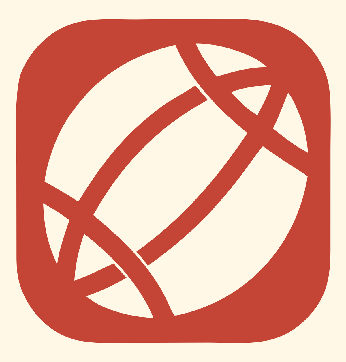 Negative Space Football Rounded Icon #fff8e7/#c44536