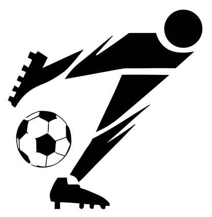 Blocky Soccer Player Kicking Icon #ffffff/#000000