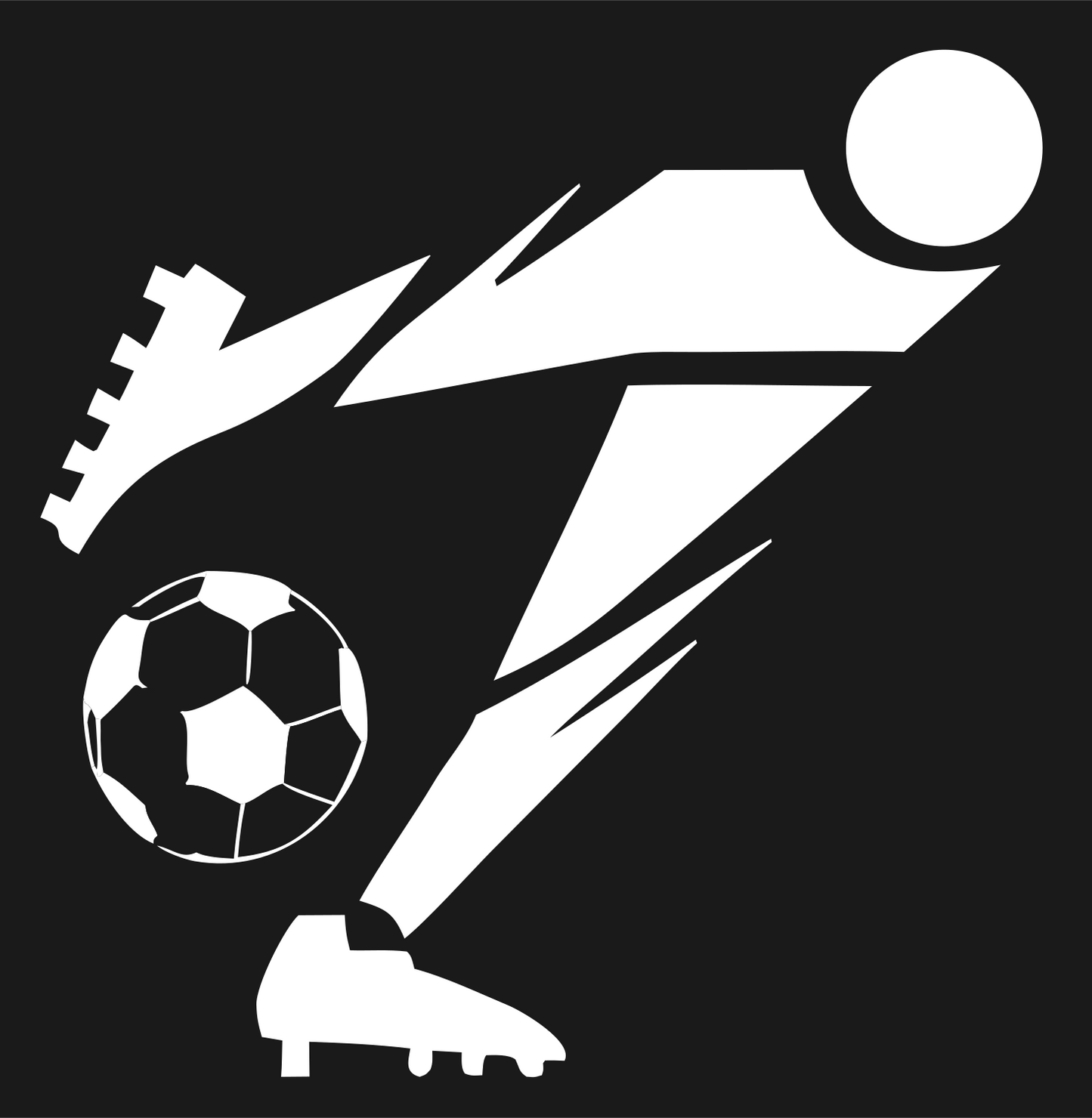 Blocky Soccer Player Kicking Icon #1a1a1a/#ffffff