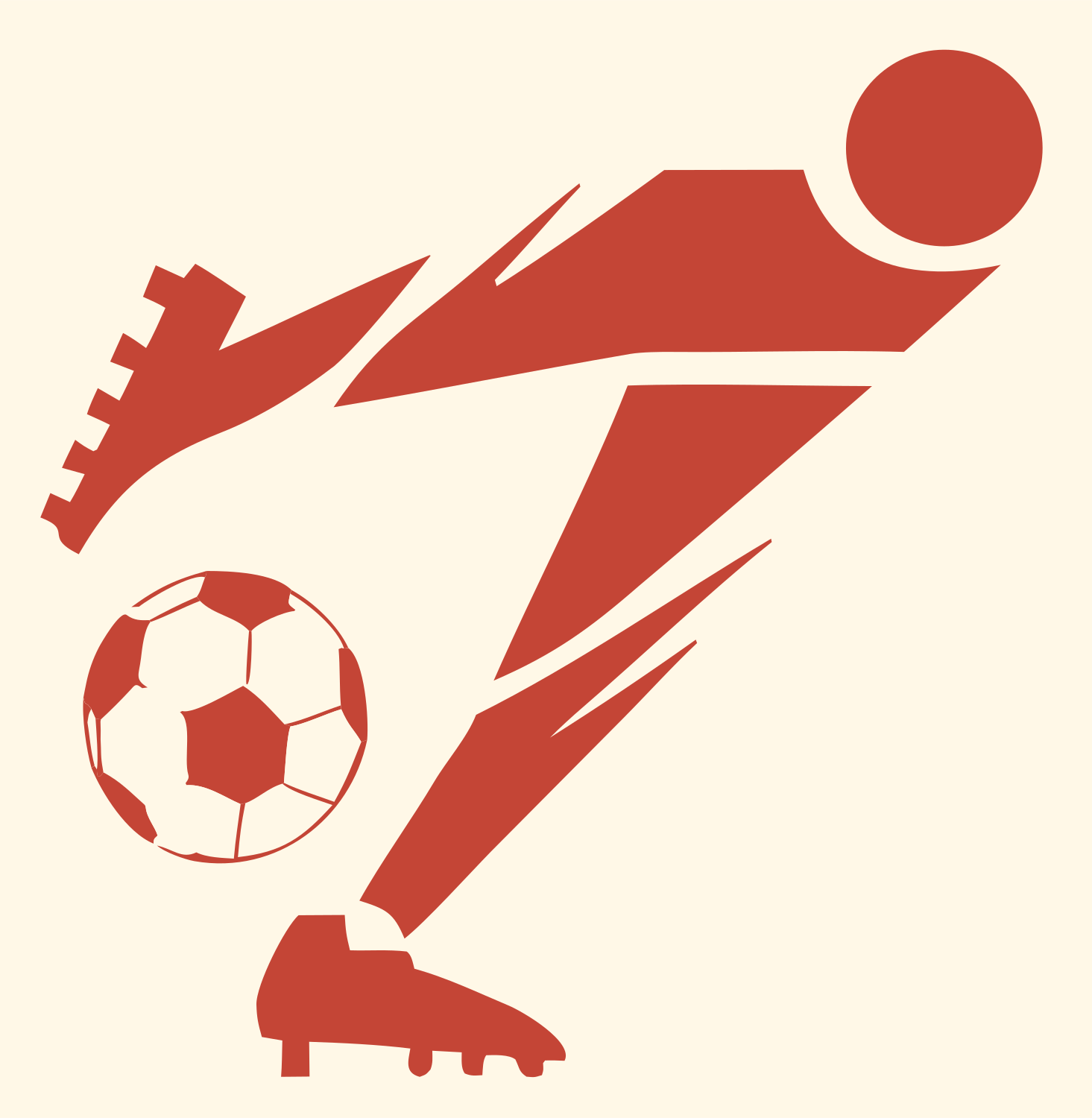 Blocky Soccer Player Kicking Icon #fff8e7/#c44536