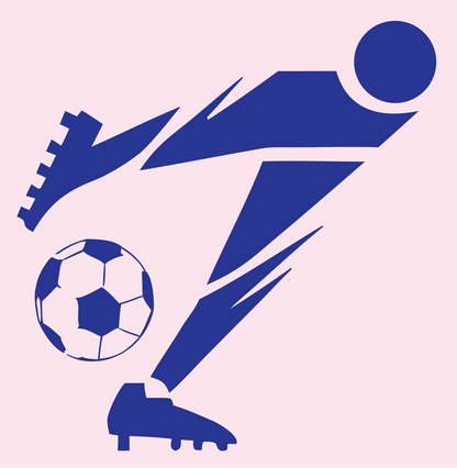 Blocky Soccer Player Kicking Icon #fce4ec/#283593