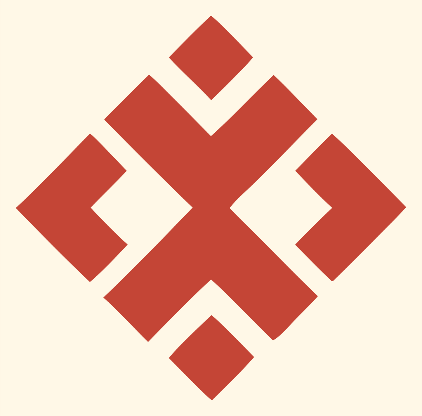 Chunky Diamond Cross Pattern Mark #fff8e7/#c44536