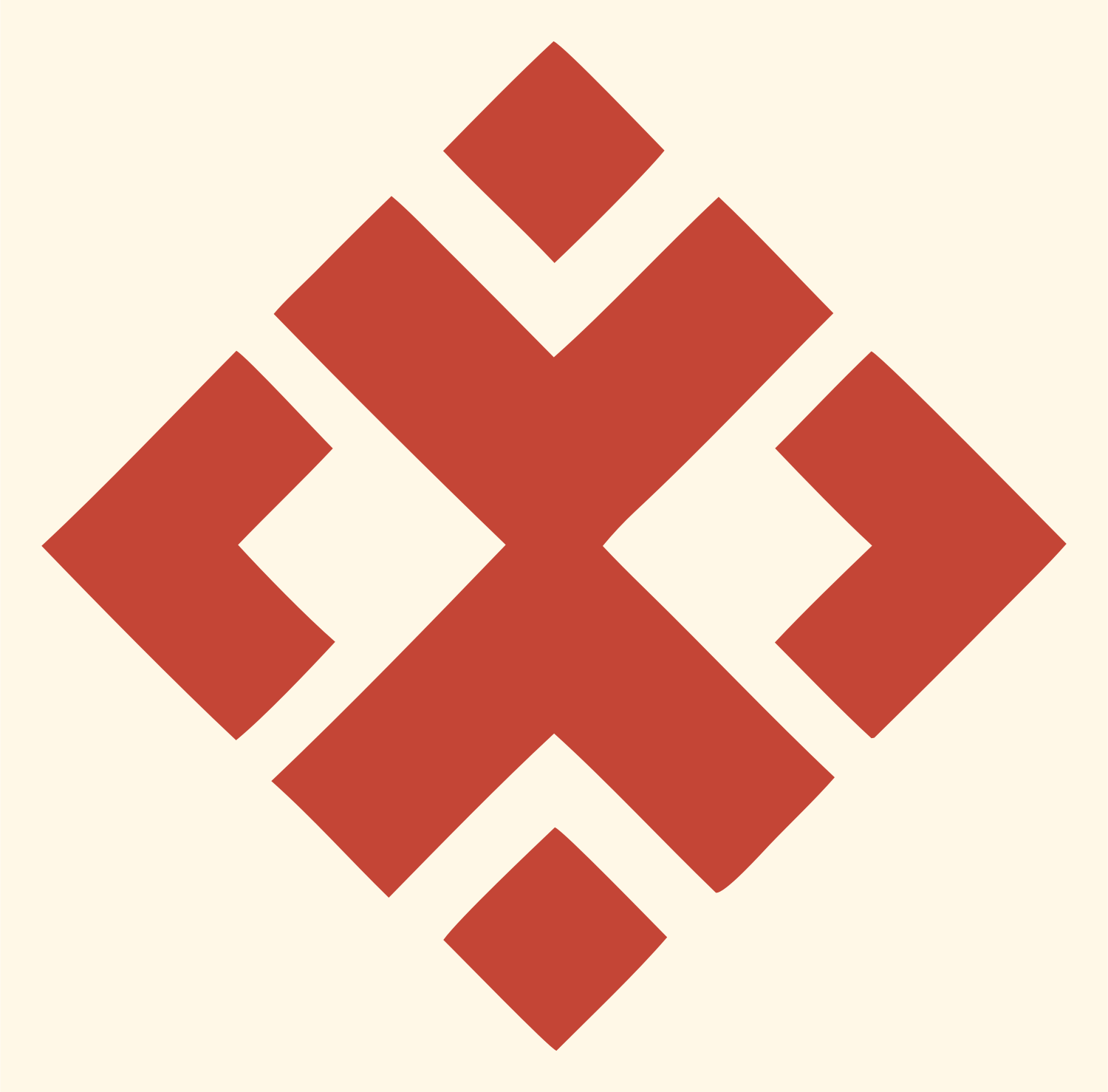 Chunky Diamond Cross Pattern Mark #fff8e7/#c44536
