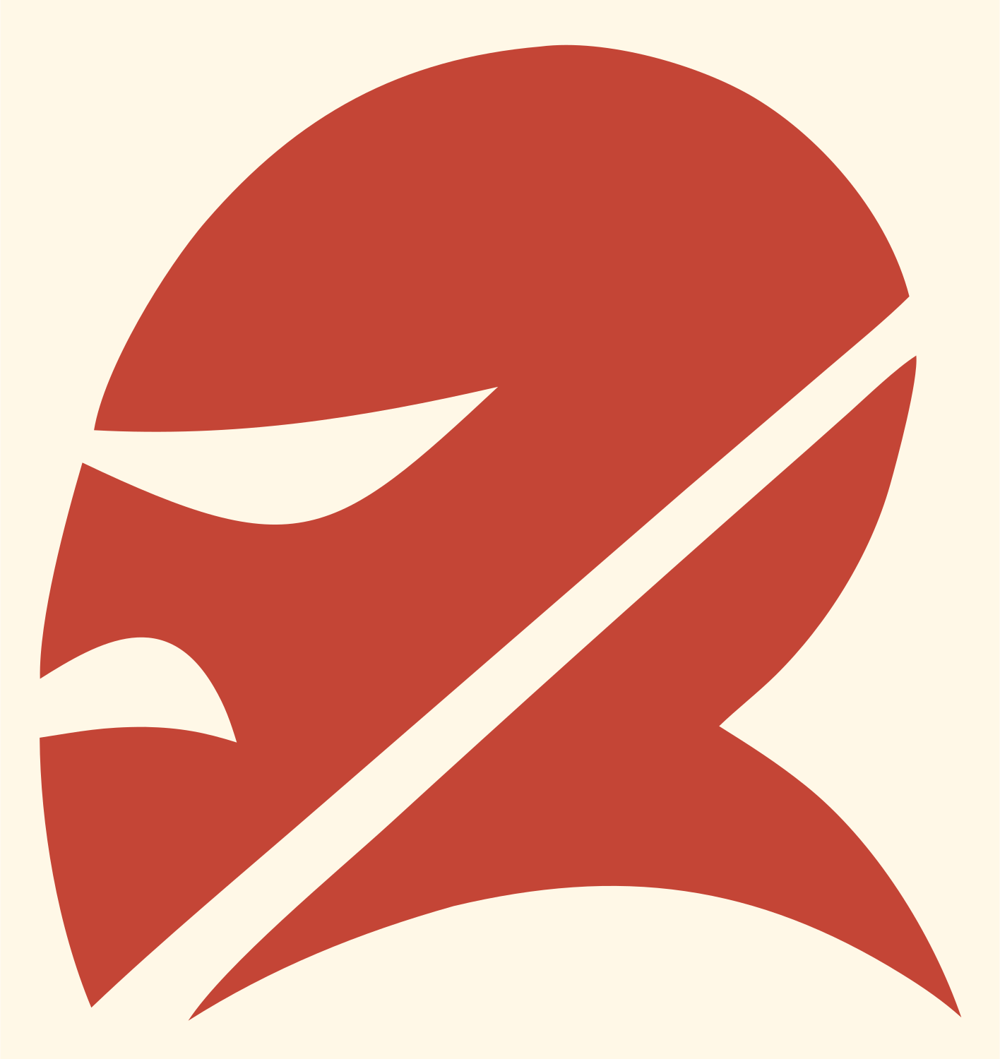 Masked Warrior Helmet Crest #fff8e7/#c44536