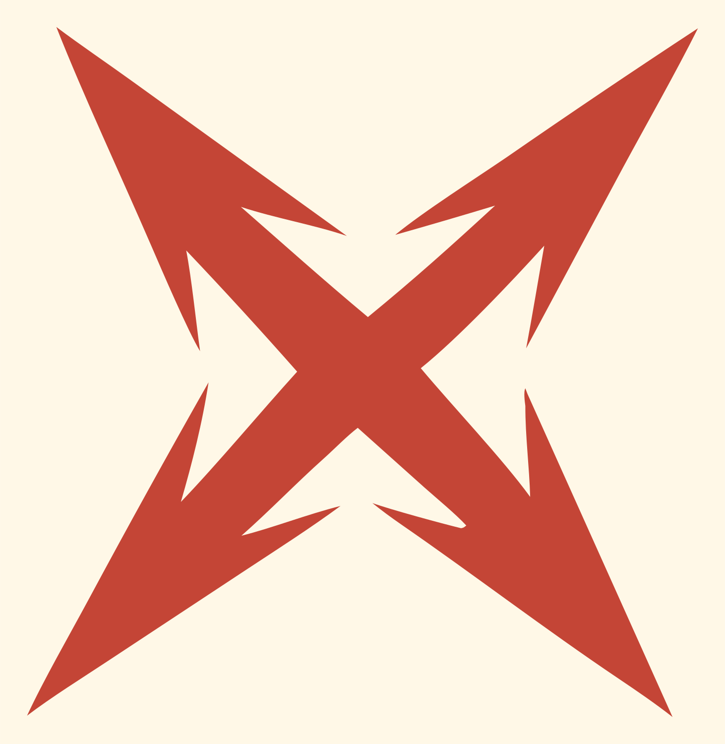 Sharp Four-Point Star Badge #fff8e7/#c44536