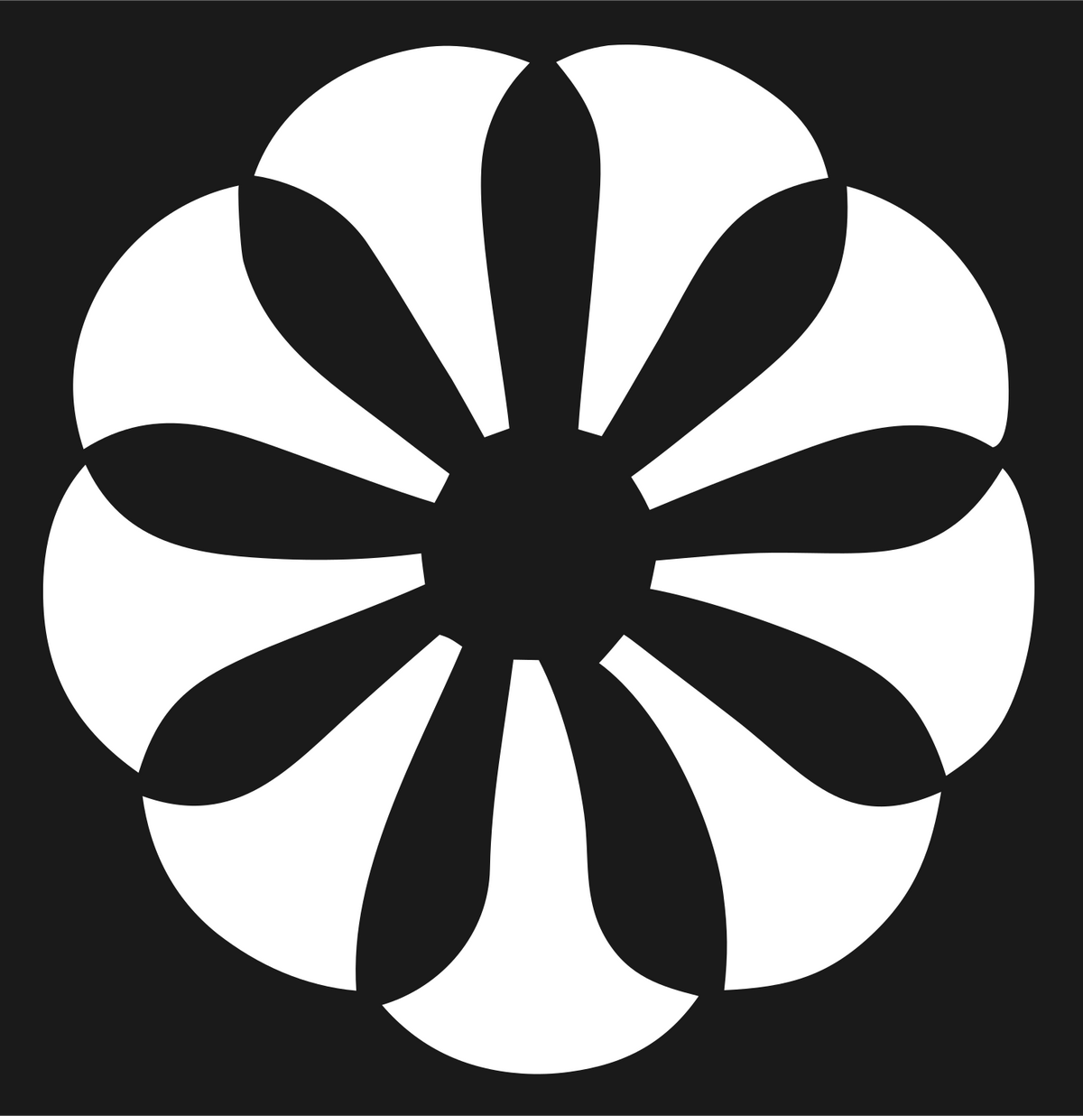 Negative Space Flower Rosette Badge #1a1a1a/#ffffff