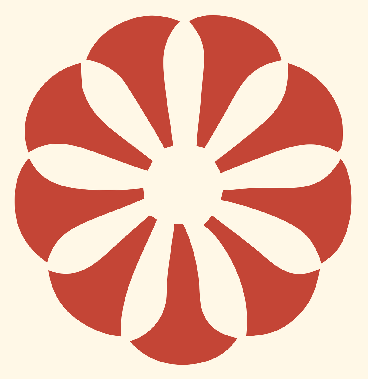 Negative Space Flower Rosette Badge #fff8e7/#c44536
