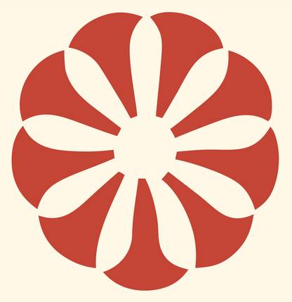 Negative Space Flower Rosette Badge #fff8e7/#c44536