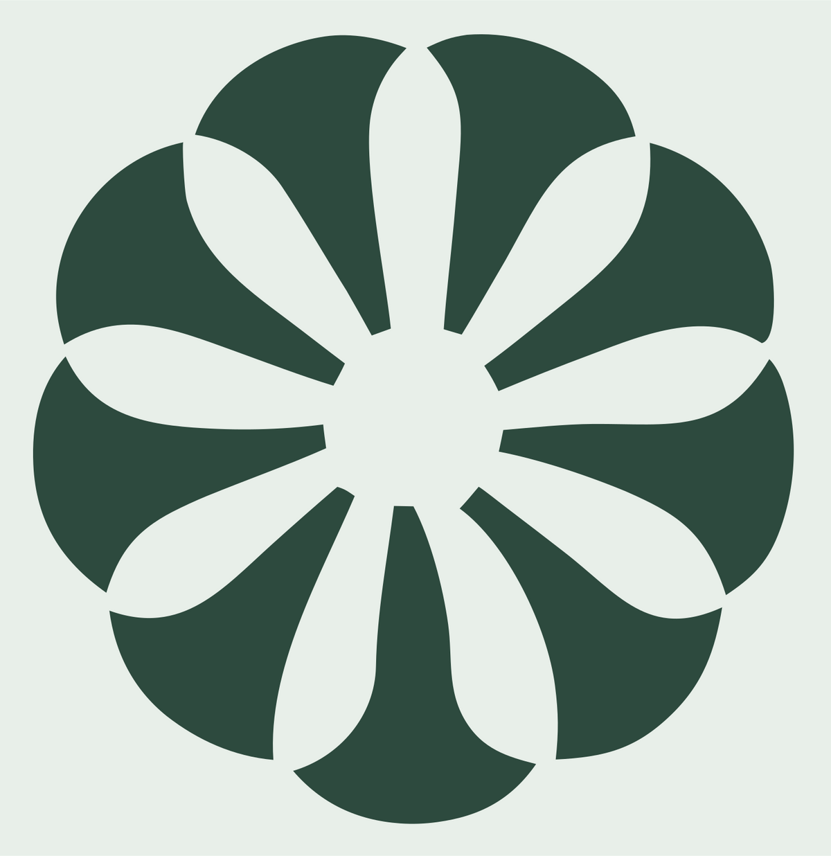 Negative Space Flower Rosette Badge #e8efe9/#2d4a3e