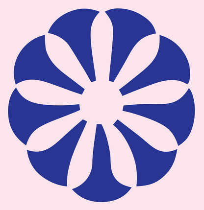 Negative Space Flower Rosette Badge #fce4ec/#283593