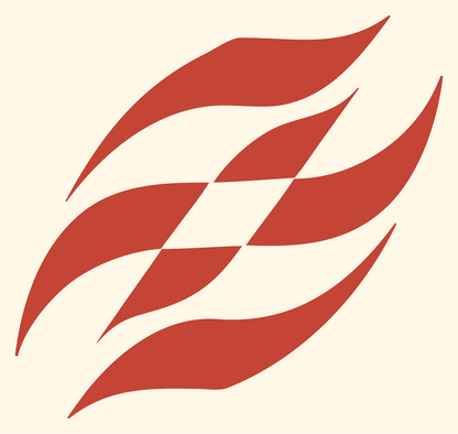 Waving Checkered Flag Football Mark #fff8e7/#c44536