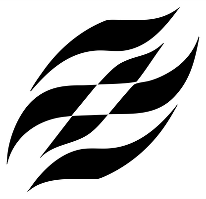 Wavy Checkered Flag Racing Badge #ffffff/#000000
